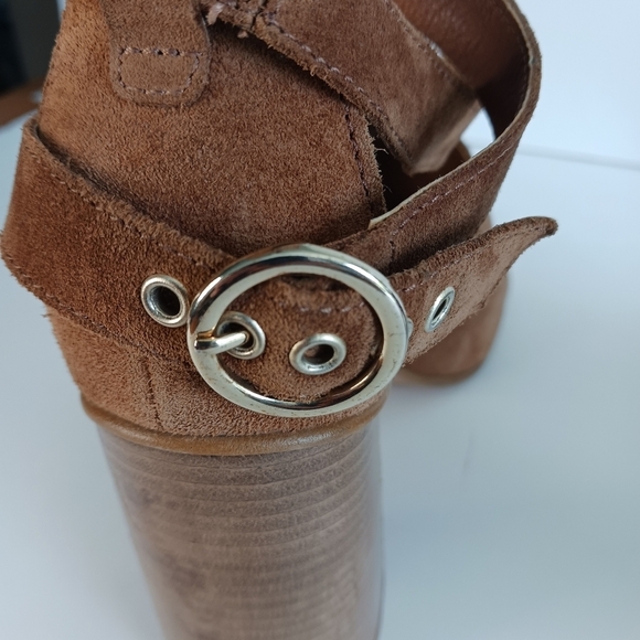 Size 9/40 Christian Di Riccio Suede, Women's Pumps Tan Boho Caramel Hippie - Picture 5 of 10